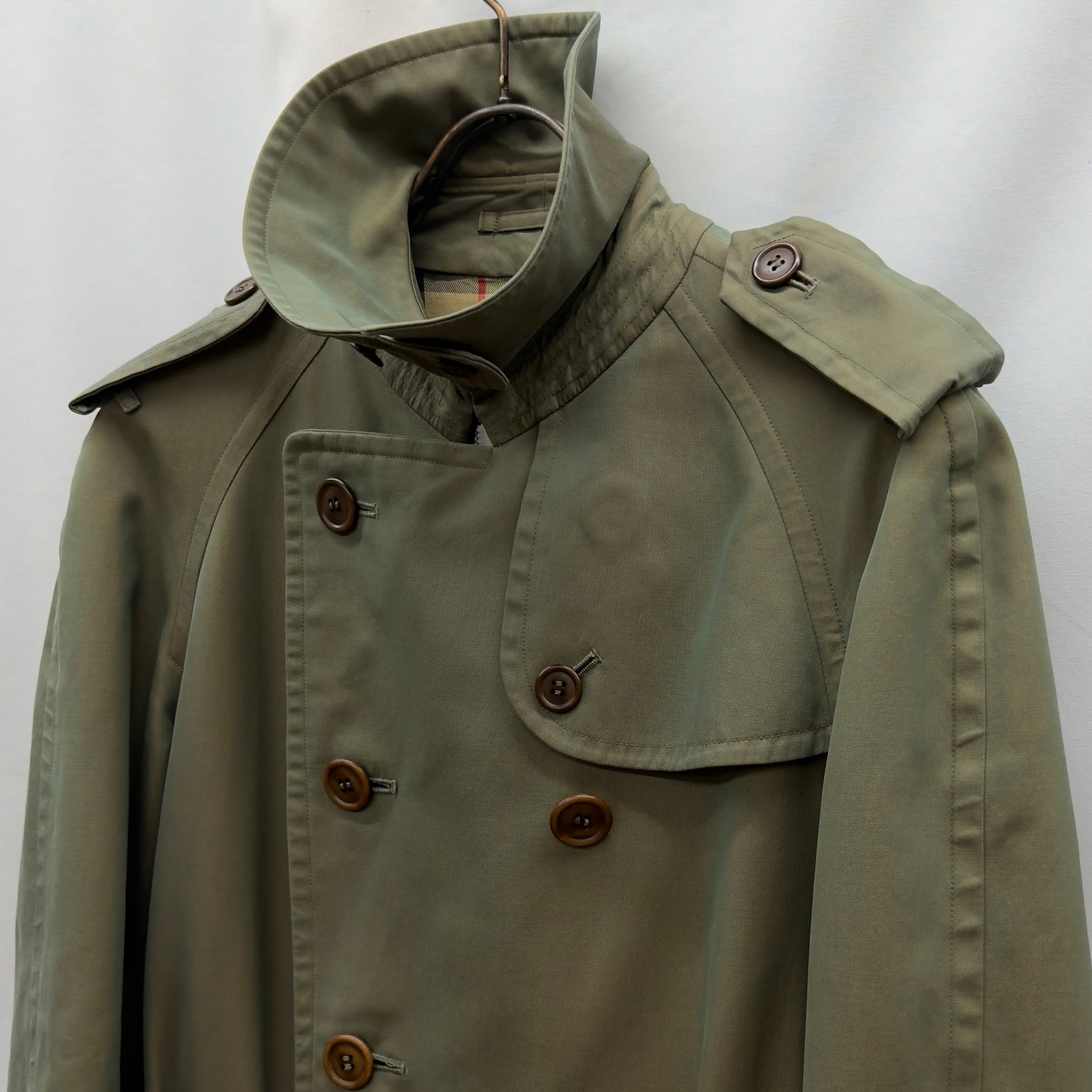 【希少】バーバリー トレンチコート 玉虫色 綿100% ベルト付 90s M相当 Burberrys】90s trench coat レディースバーバリー トレンチコート