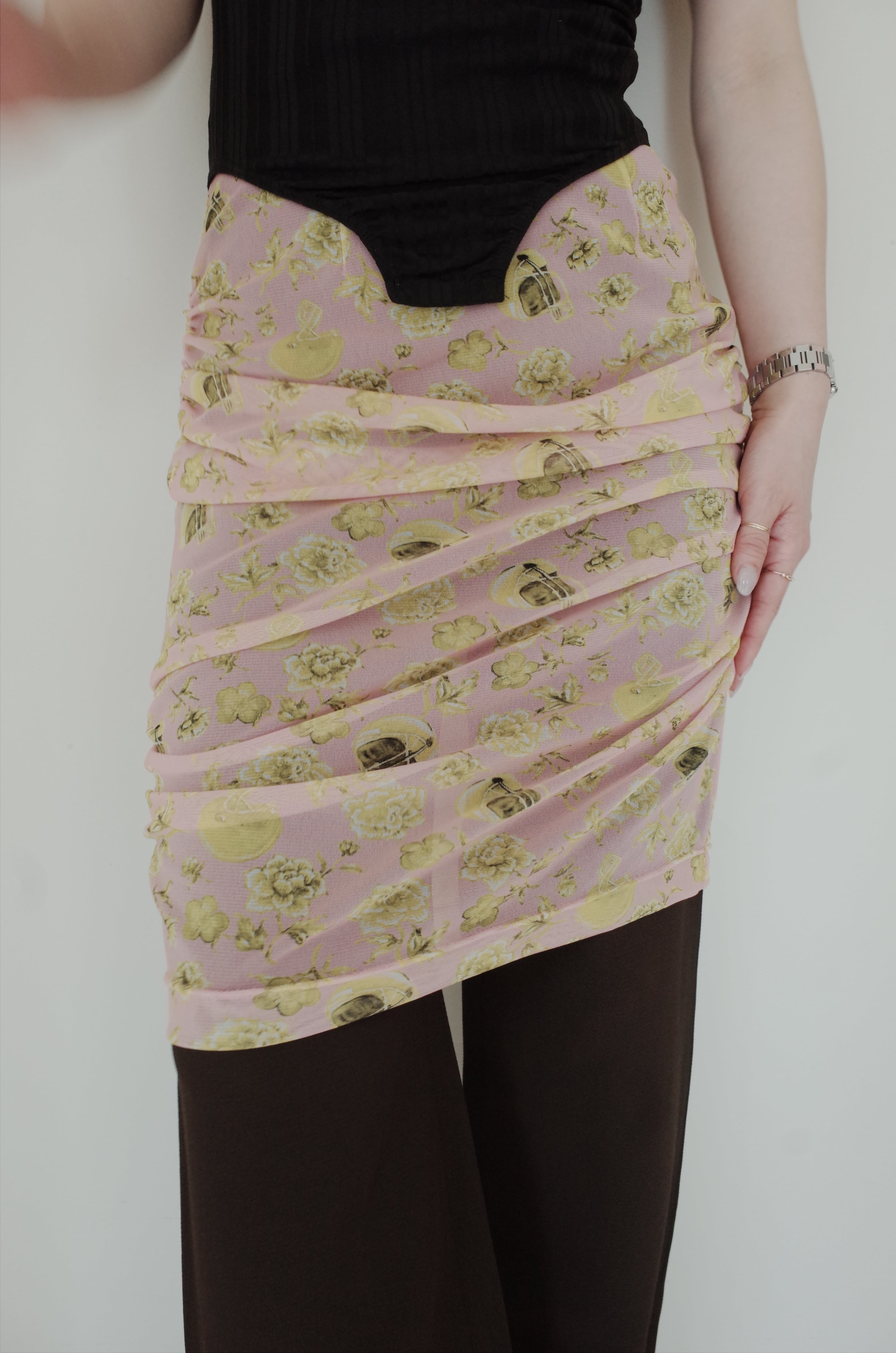 BELPER】PRINTED MESH SKIRT | theour