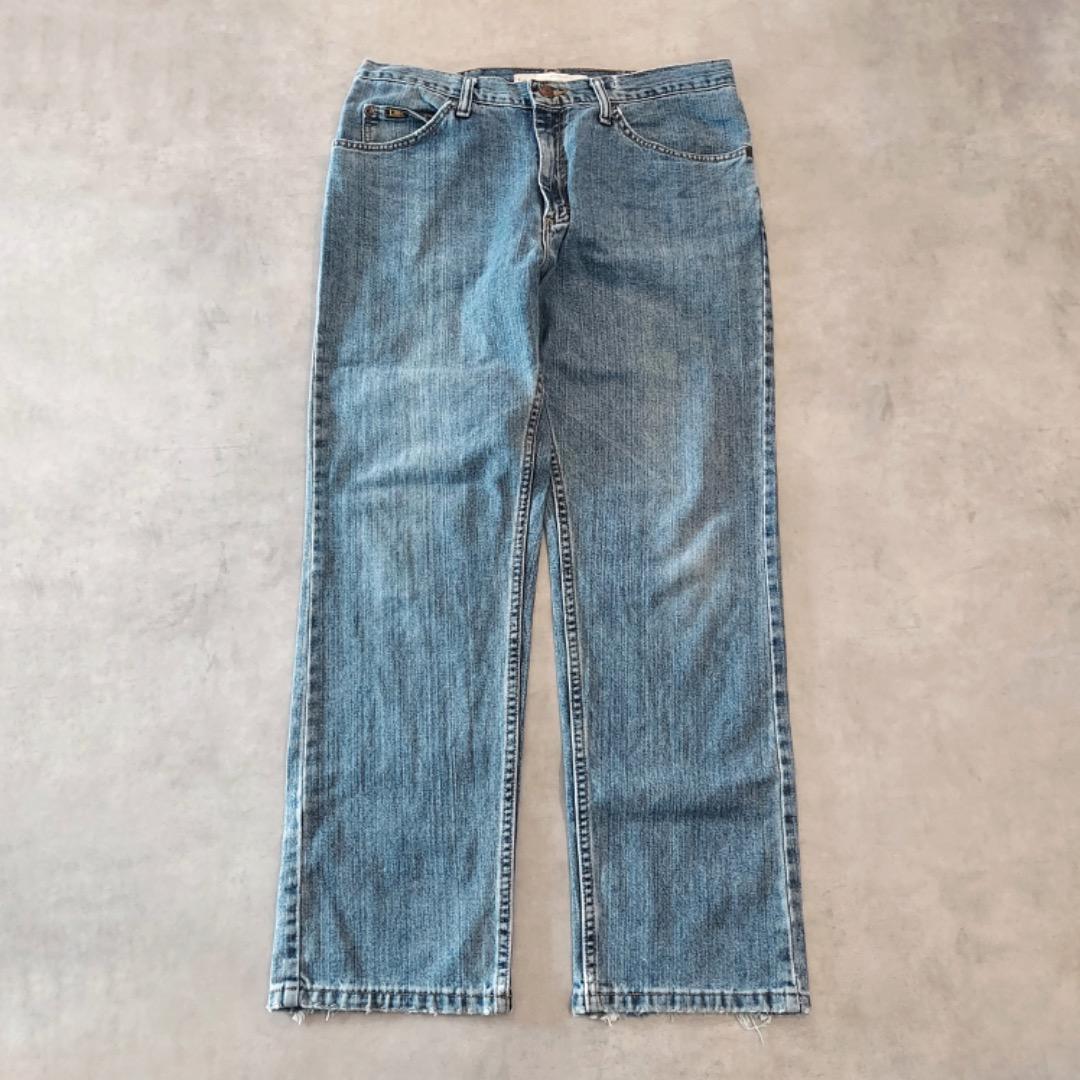Lee リー W34 ブルーデニム ボトム パンツ 古着 青 縦落ち 15157