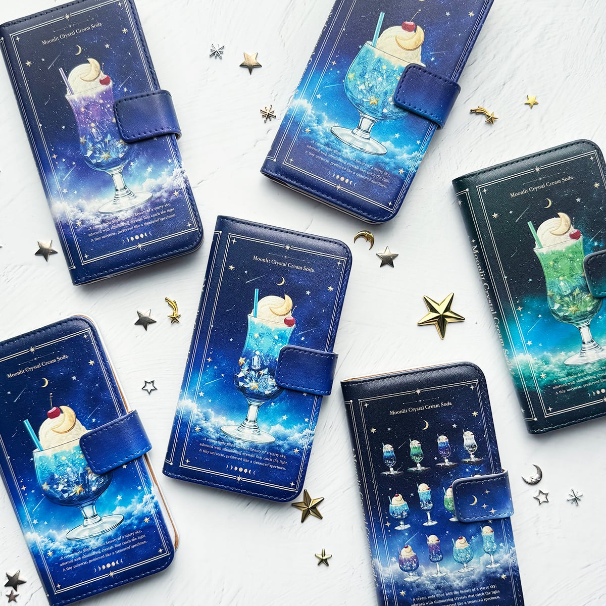 星空と鉱物のクリームソーダ標本 手帳型スマホケース iPhoneケース | メロンソーダ