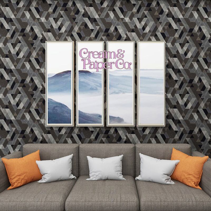 マットブラック × シルバー Geometric FL1-775304MT for DIY 53㎝×10m リピート64㎝