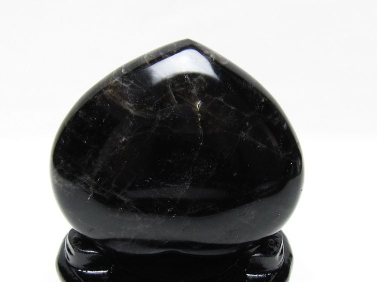 モリオン 置物 黒水晶 ハート 台座付属 一点物 155-1023 | 天然石
