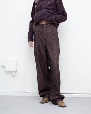 1960s nep tweed tucked wide trousers