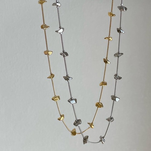 crushed rock necklace long    silver