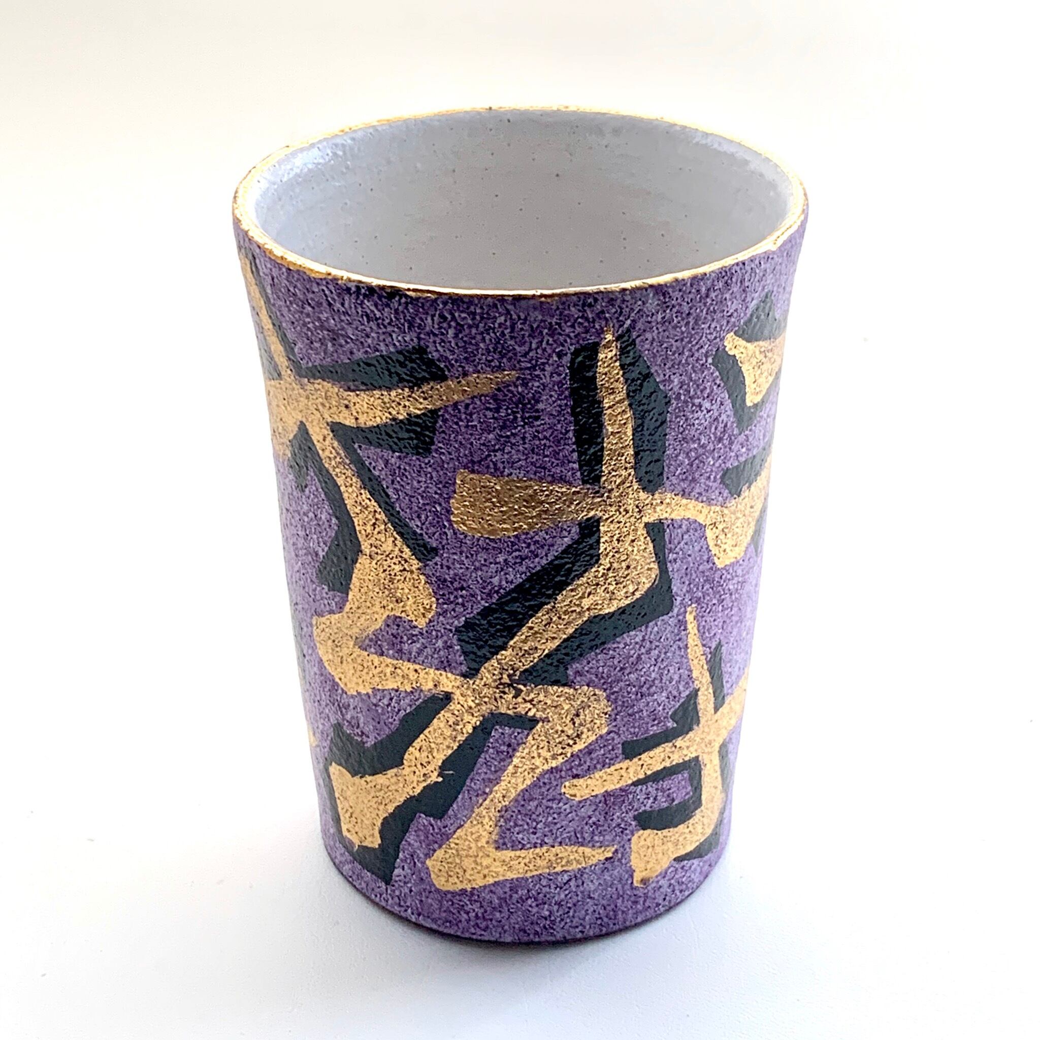 金彩色絵カップ【紫】(170410-15)