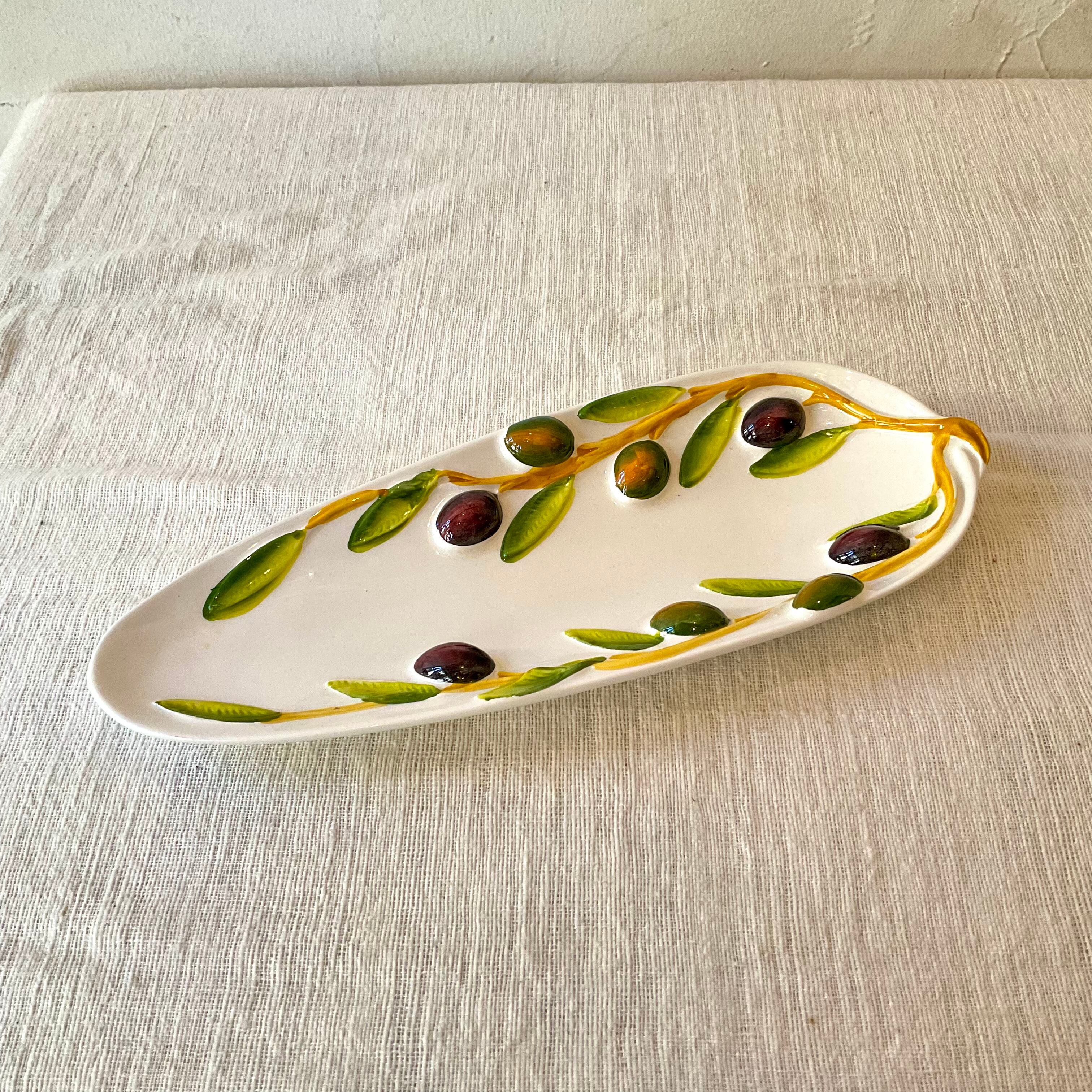 【イタリア陶器】木の葉型オリーブ皿