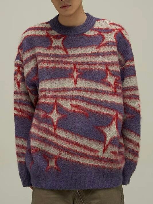 【PLANET STUDIO】star border mohair oversize knit