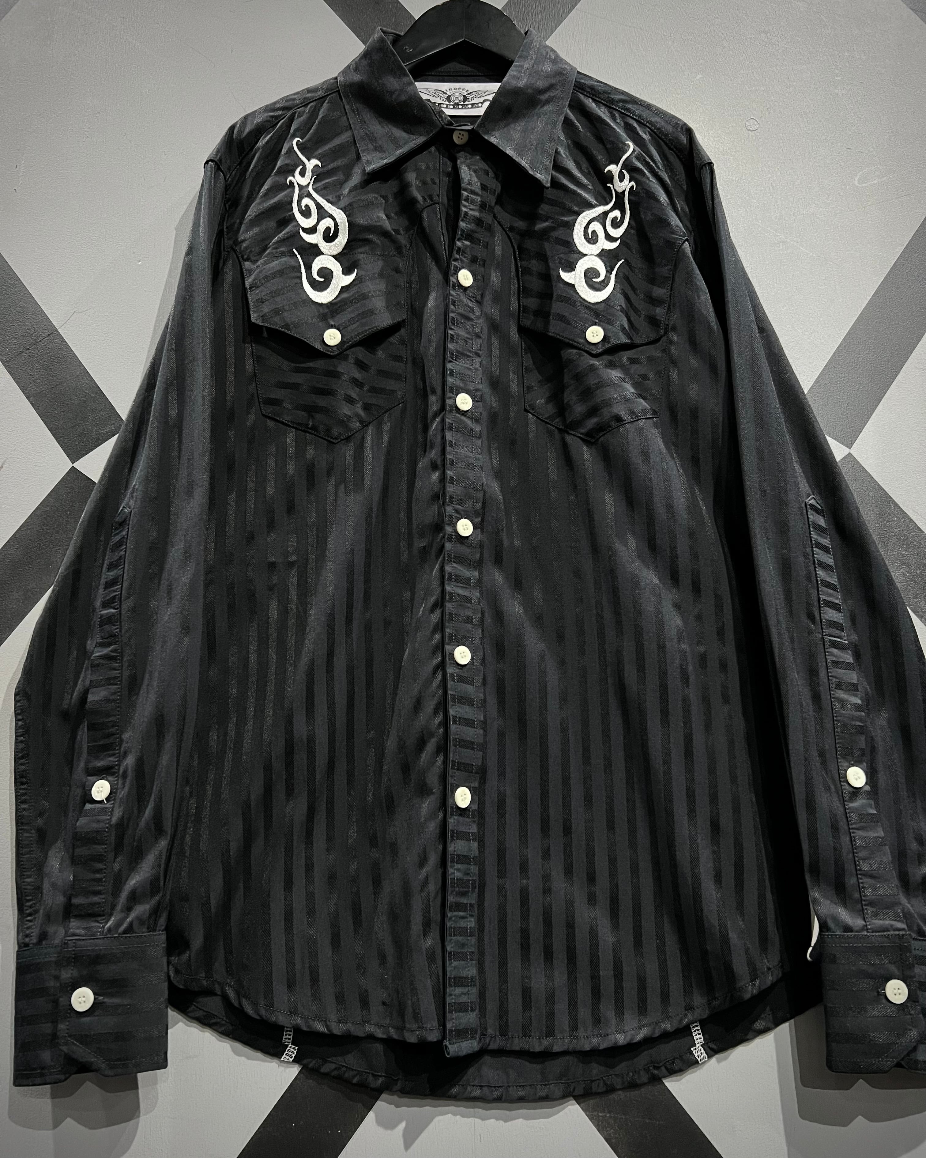 X VINTAGE】Western × Tribal Design Vintage L/S Stripe Shirt | Caka