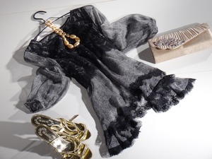 ★中国シルク100％☆11号☆優雅なレースのチュニック(OPN6063) 