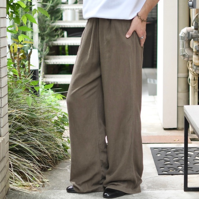 linen wide easy pants brown