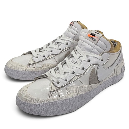 【sacai】NIKE BLAZER LOW コラボ スニーカー シューズ 靴 メンズ 27.5cm WHITE/白 サカイ ナイキ ブレザー ロー パテント DM6443-100 限定