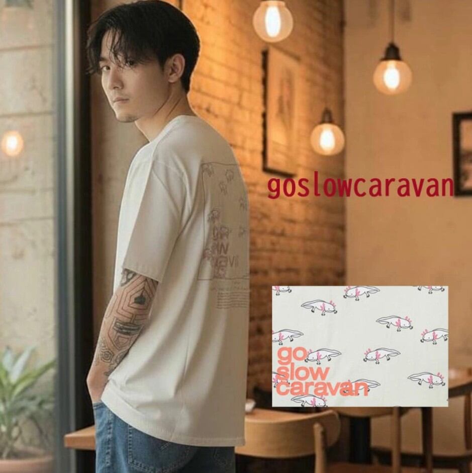 goslowcaravan スクウェアロゴTシャツ （ウーパールーパー）