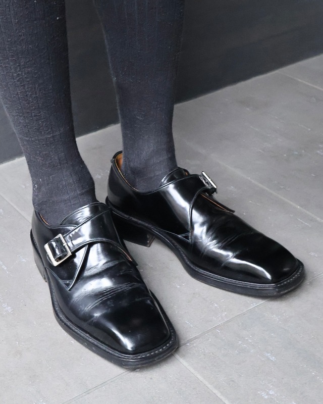 【GUCCI】monk strap square toe leather shoes