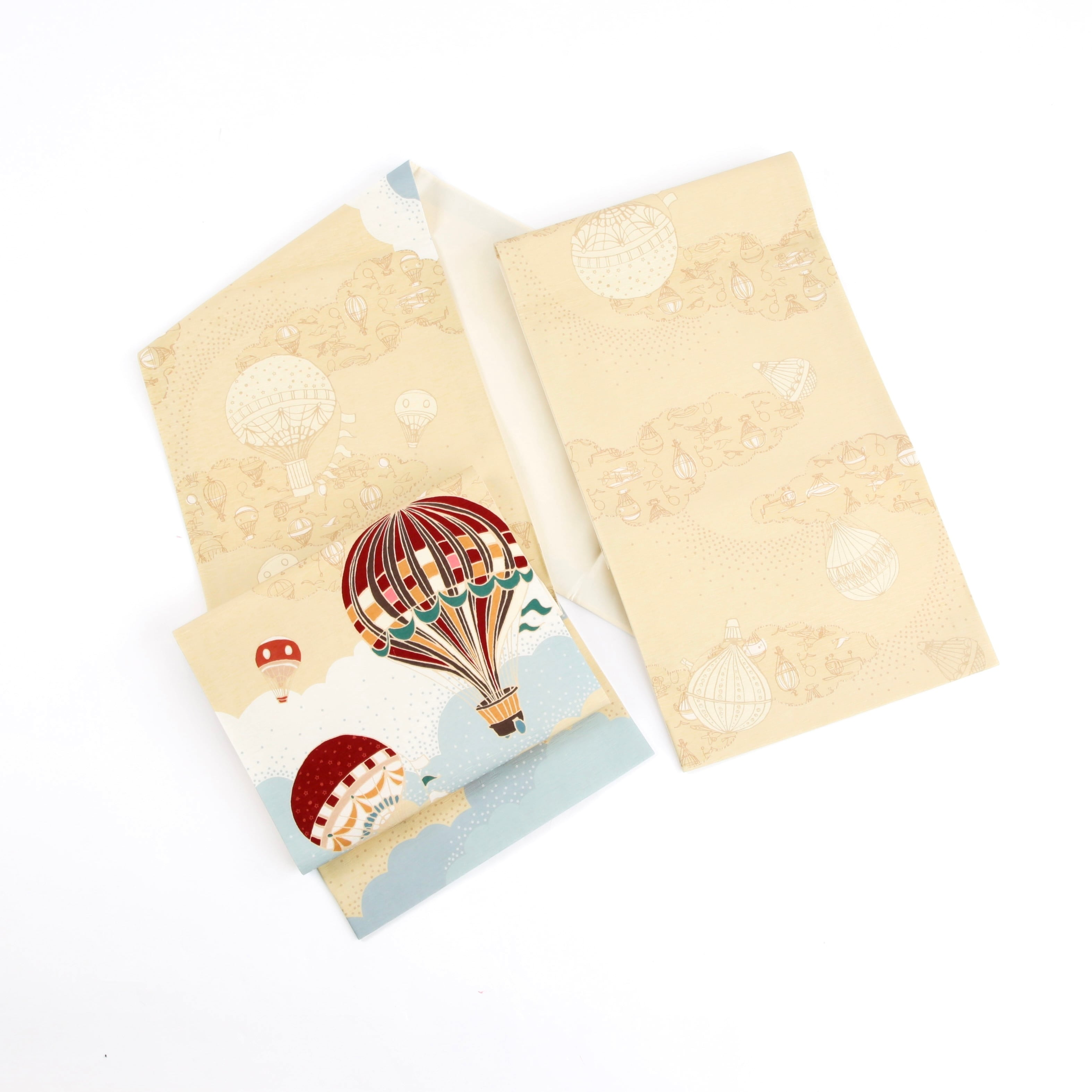 新品・未使用 WAKKA 正絹 京袋帯【空中散歩／ベージュ】お仕立て上がり 着物 帯 カジュアル 一重太鼓 OB-61 新品・未使用 WAKKA 正絹 京袋帯【空中散歩／ベージュ】お仕立て上がり