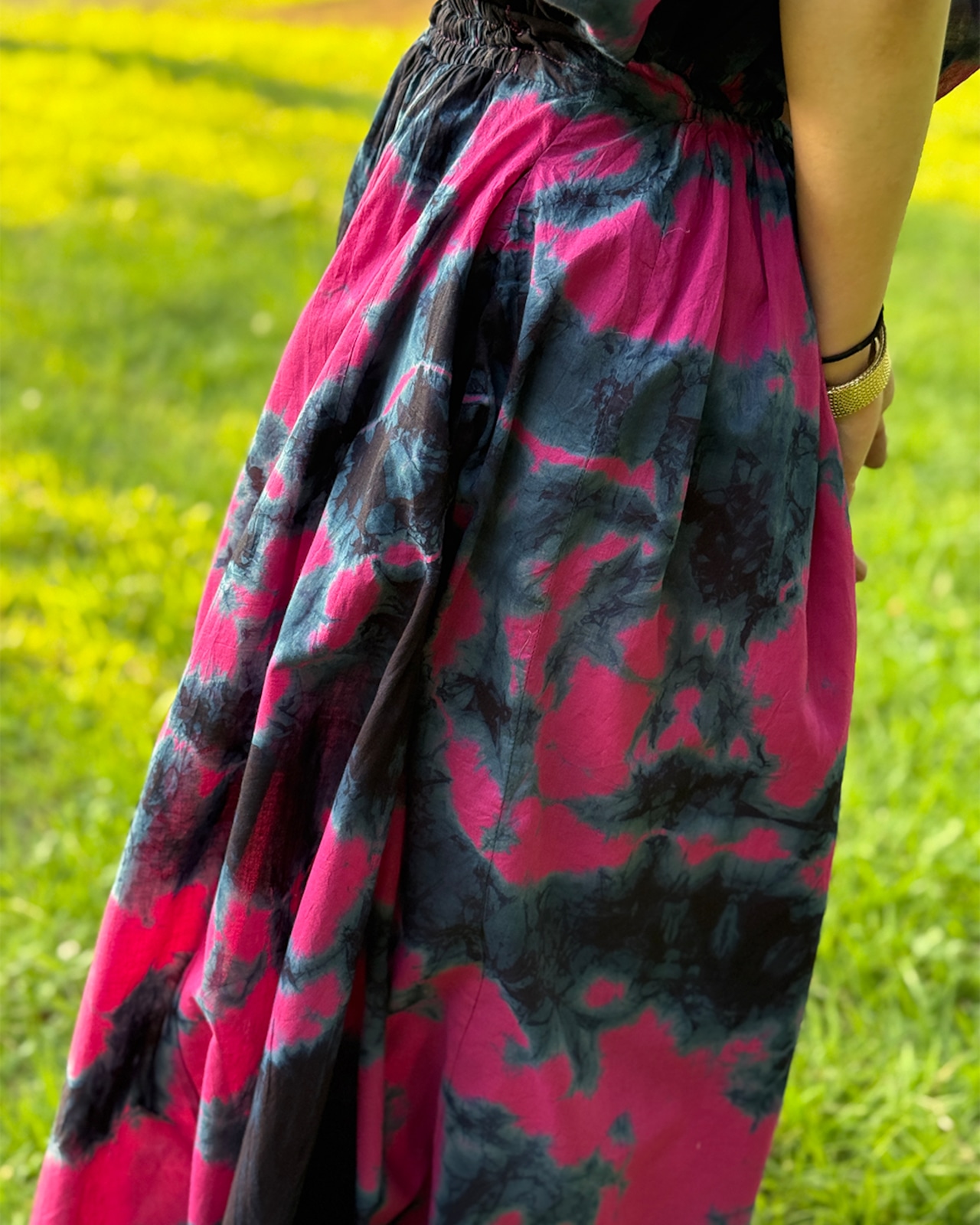 【セットアップ可】タイダイ黒染めスカート ダルメシアン