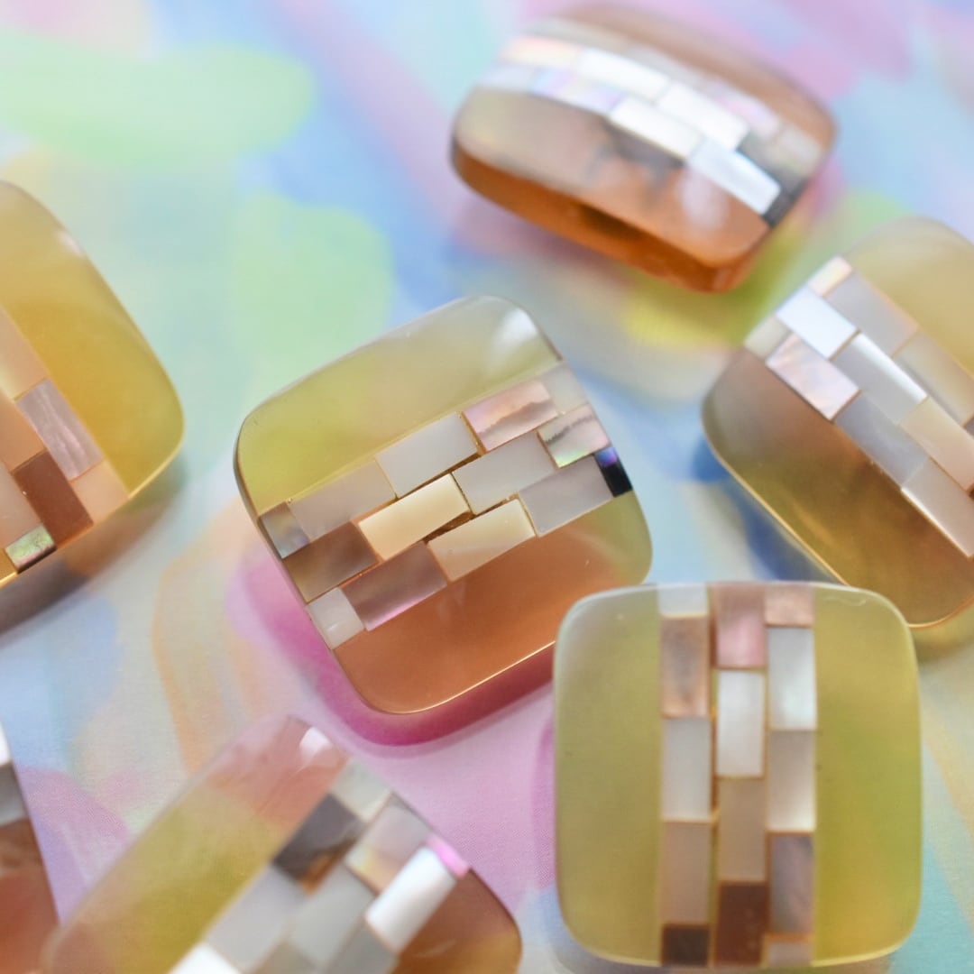 クリアブラウンスクエア×モザイク茶蝶貝 25.5㎜