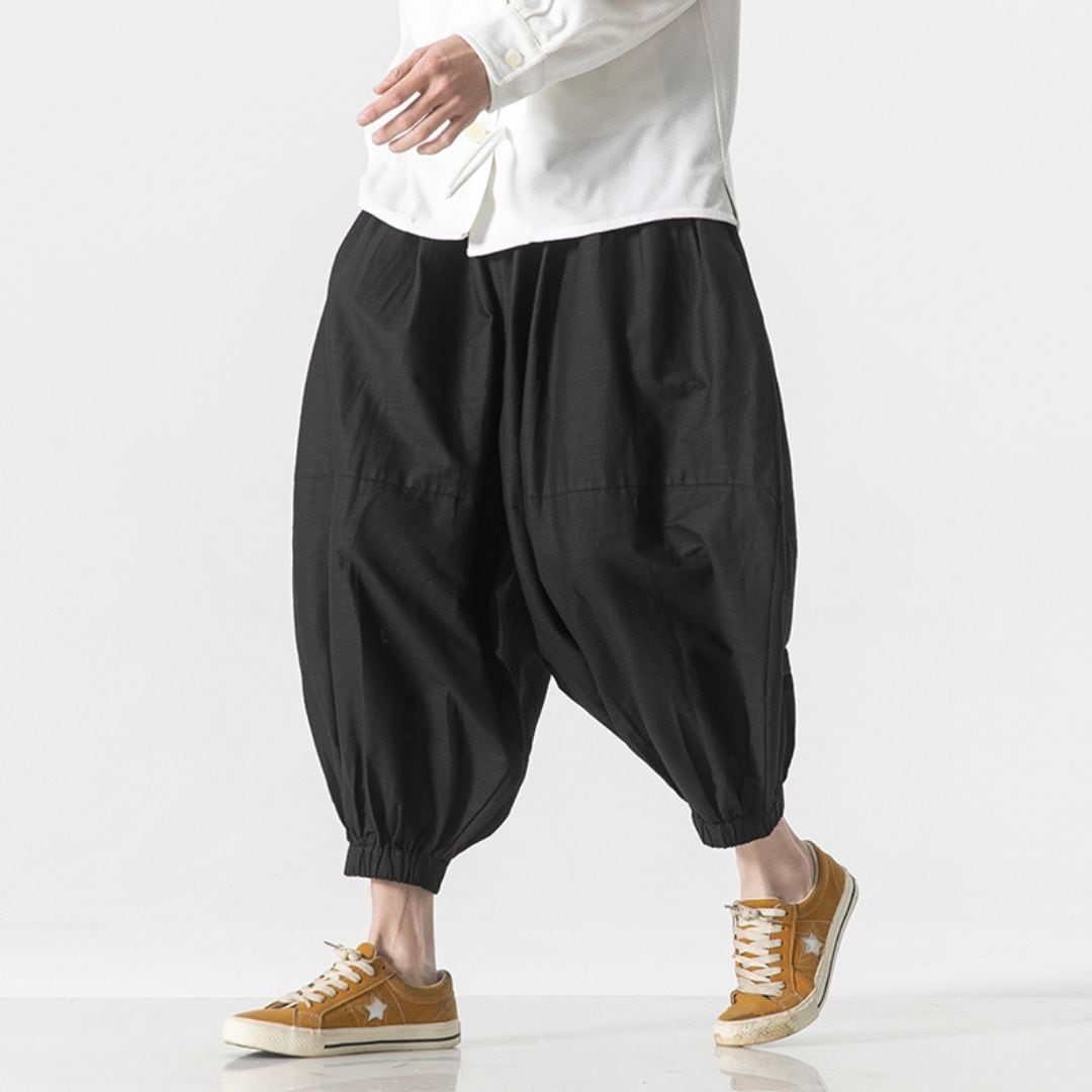 Pleated cinch-leg pants