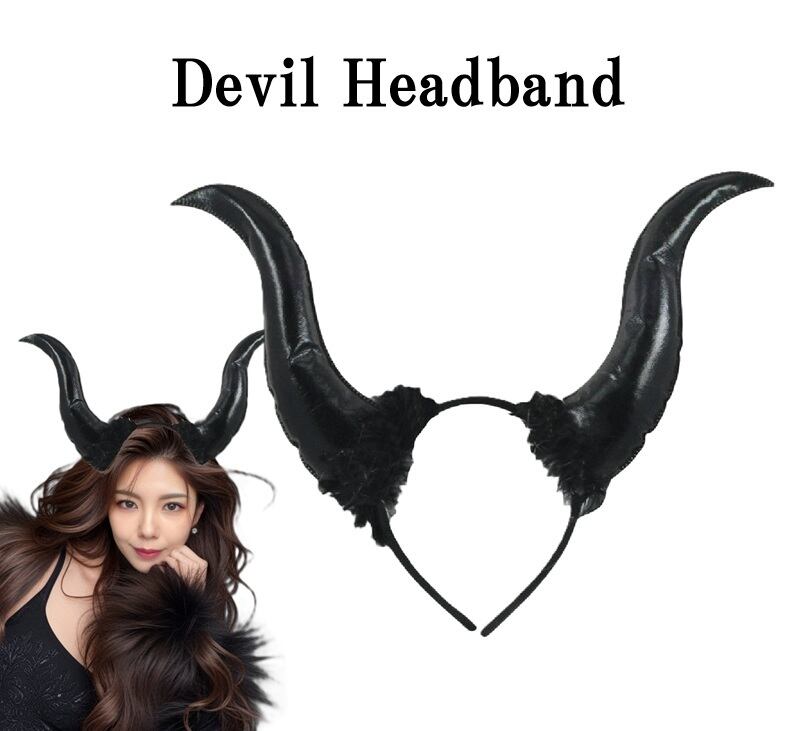 高級感◎ マレフィセント風 魔女 3点セット ドレープドレス 角付き