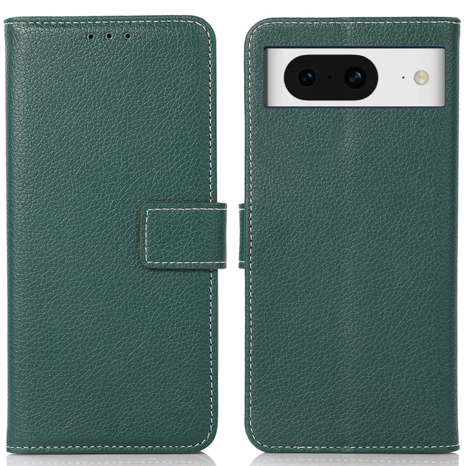 for Google Pixel 8 ケース 手帳型 ピクセル 8 財布型 高級PUレザー カード収納 大容量 3枚 横置きスタンド機能 内蔵マグネット開閉式 耐衝撃 全面保護 シンプルカバー ハンドメイド 汗や指紋防止 肌触り良い 360度保護 男女兼用 おしゃれ グリーン Rureu01