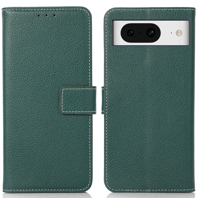 for Google Pixel 8 ケース 手帳型 ピクセル 8 財布型 高級PUレザー カード収納 大容量 3枚 横置きスタンド機能 内蔵マグネット開閉式 耐衝撃 全面保護 シンプルカバー ハンドメイド 汗や指紋防止 肌触り良い 360度保護 男女兼用 おしゃれ グリーン Rureu01