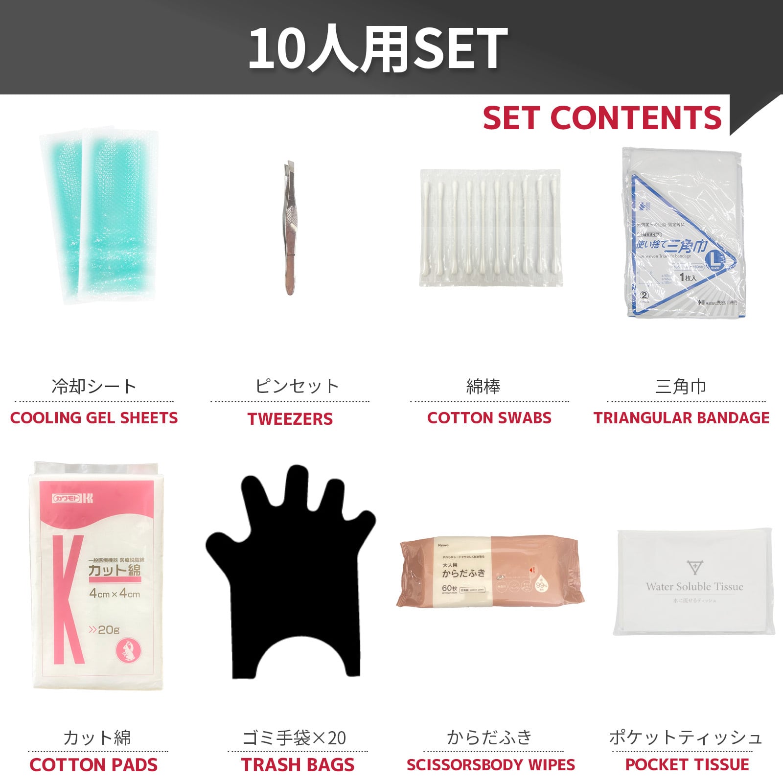 救急セット中身のみ 【労働安全衛生規則対応】10人程度 入れ替え 応急