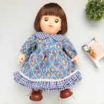 2段フリルワンピース(青青チェック)ぽぽちゃん