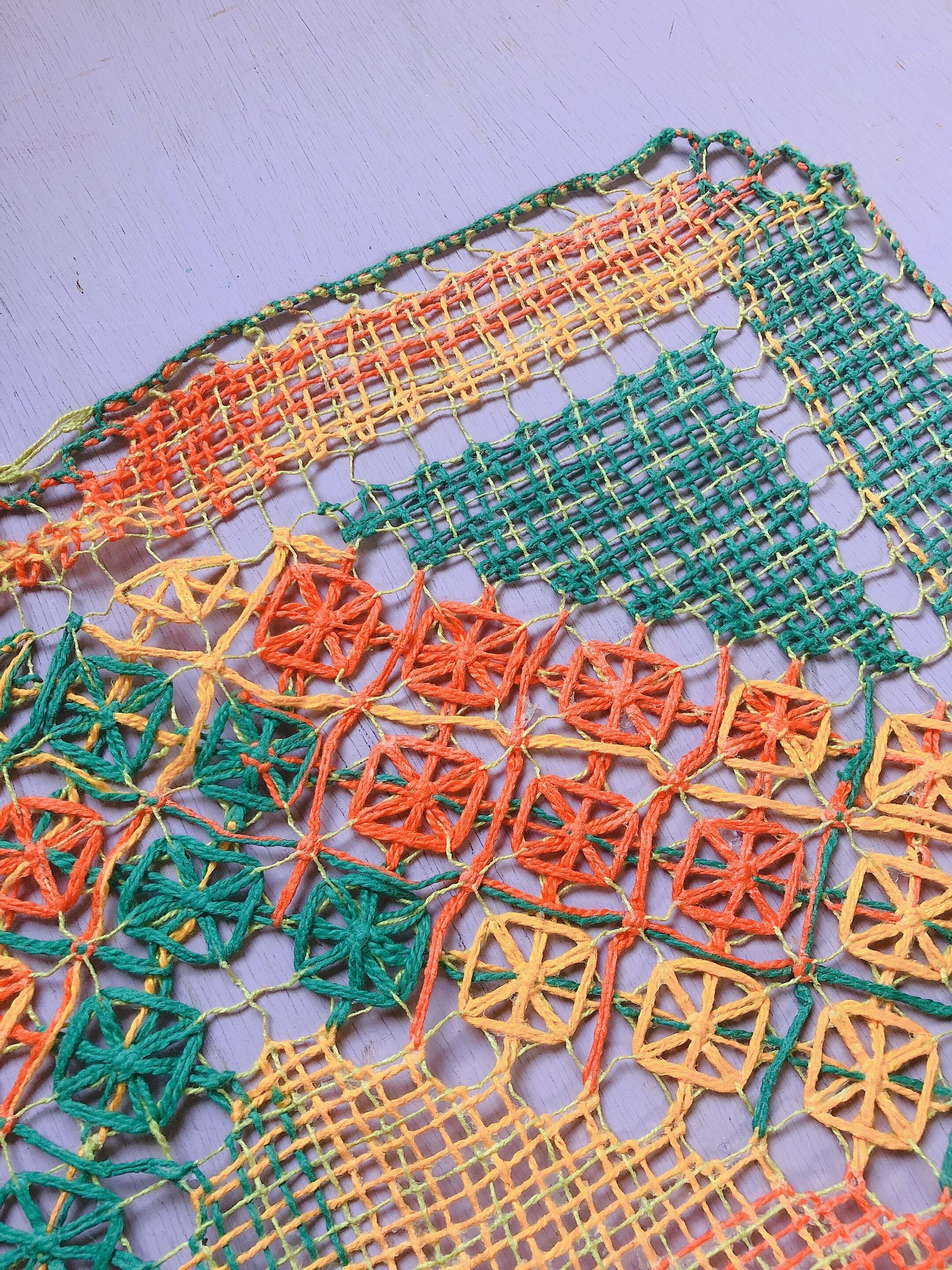 【sea NY】マルヤ刺繍ブケープレットレースブラウス ブラジルの刺繍レース 小 オレンジ緑 | haibi textilework