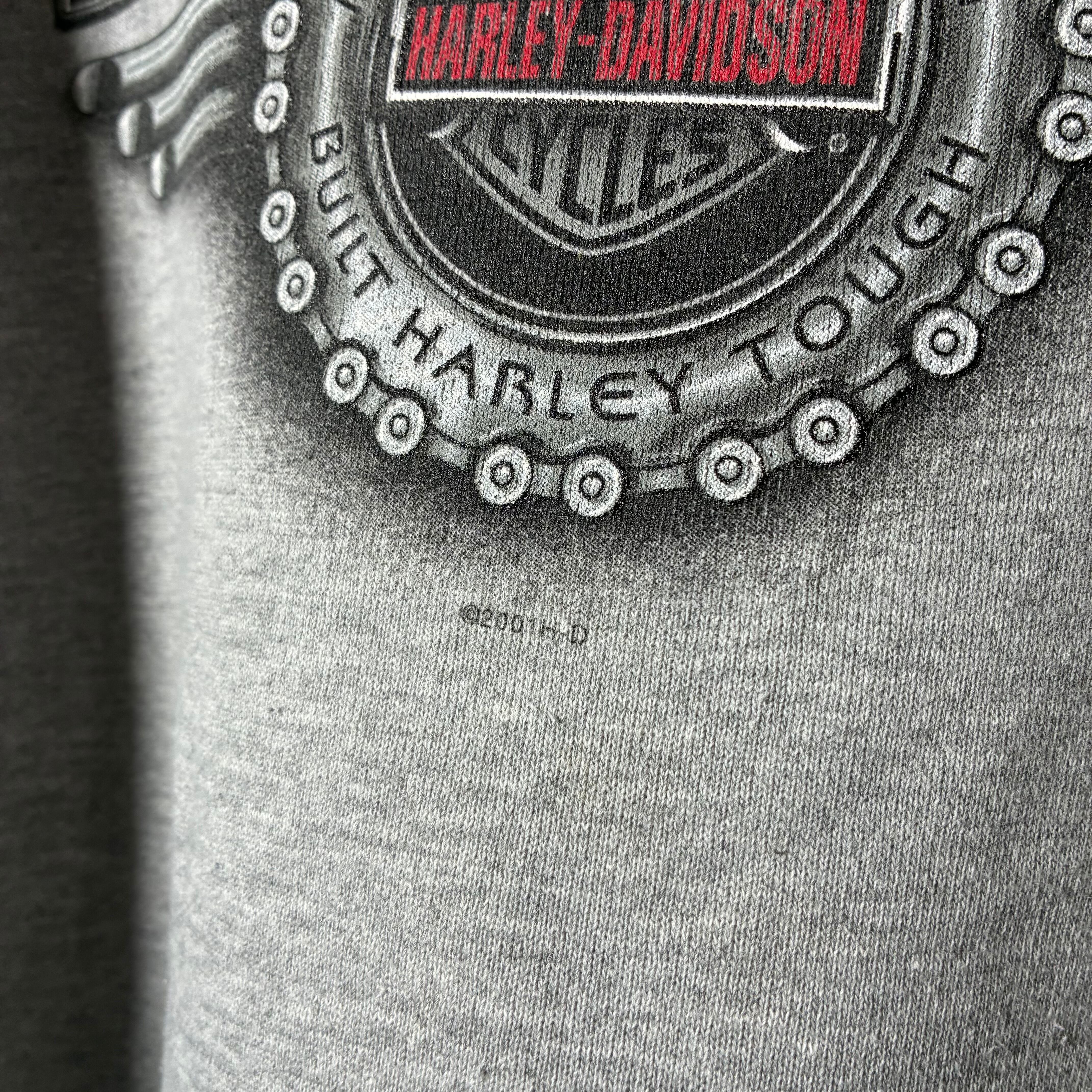 00s HARLEY-DAVIDSON スウェット　袖プリント　グレー 00s HARLEY-DAVIDSON スウェット 袖プリント グレー ハーレー