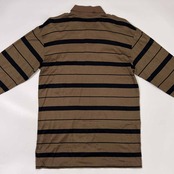 イタリア製 dunhill ダンヒル ボーダー 天竺 長袖 ポロシャツ S/ブラウン×ブラック メンズ