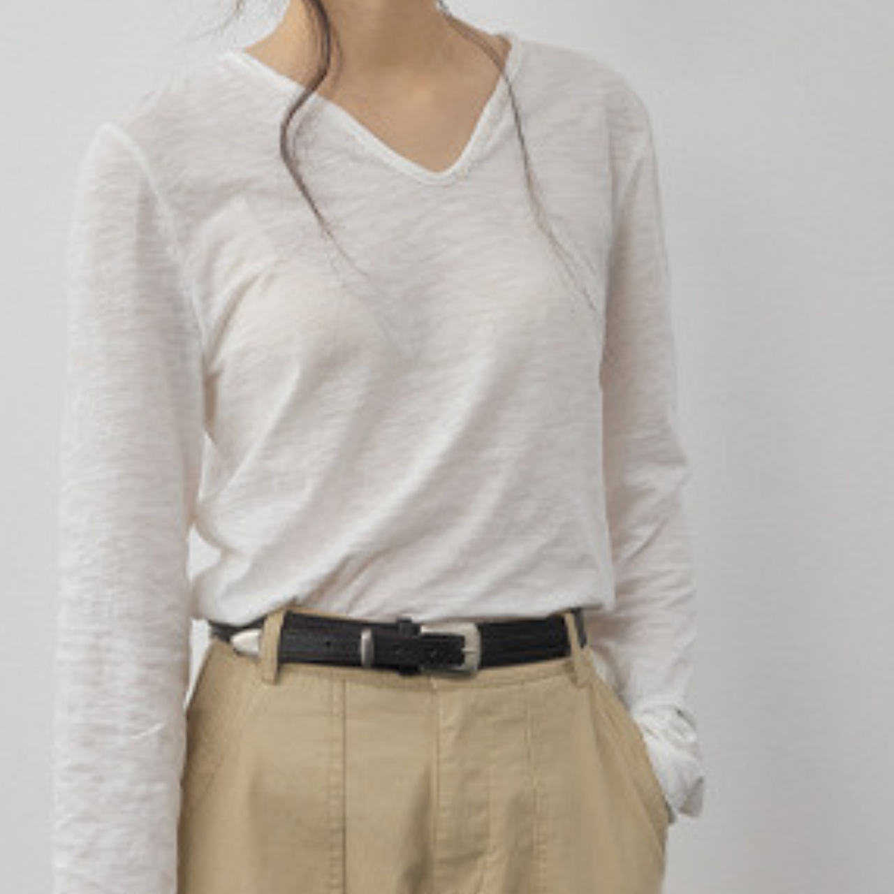 V-neck simple Cut and Sew T4269