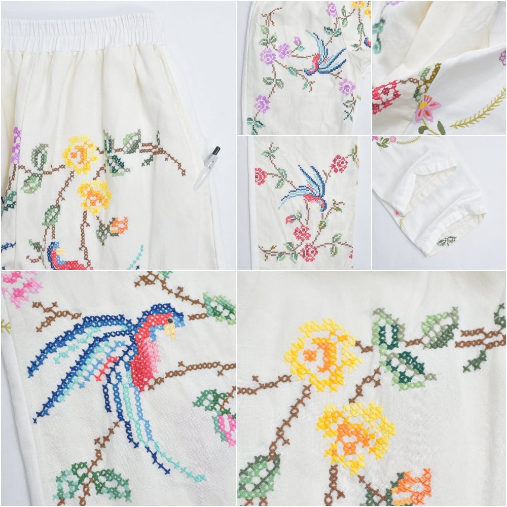 Remakeリメイク 再構築 パッチワーク&フラワー、アニマル刺繍 デザイン
