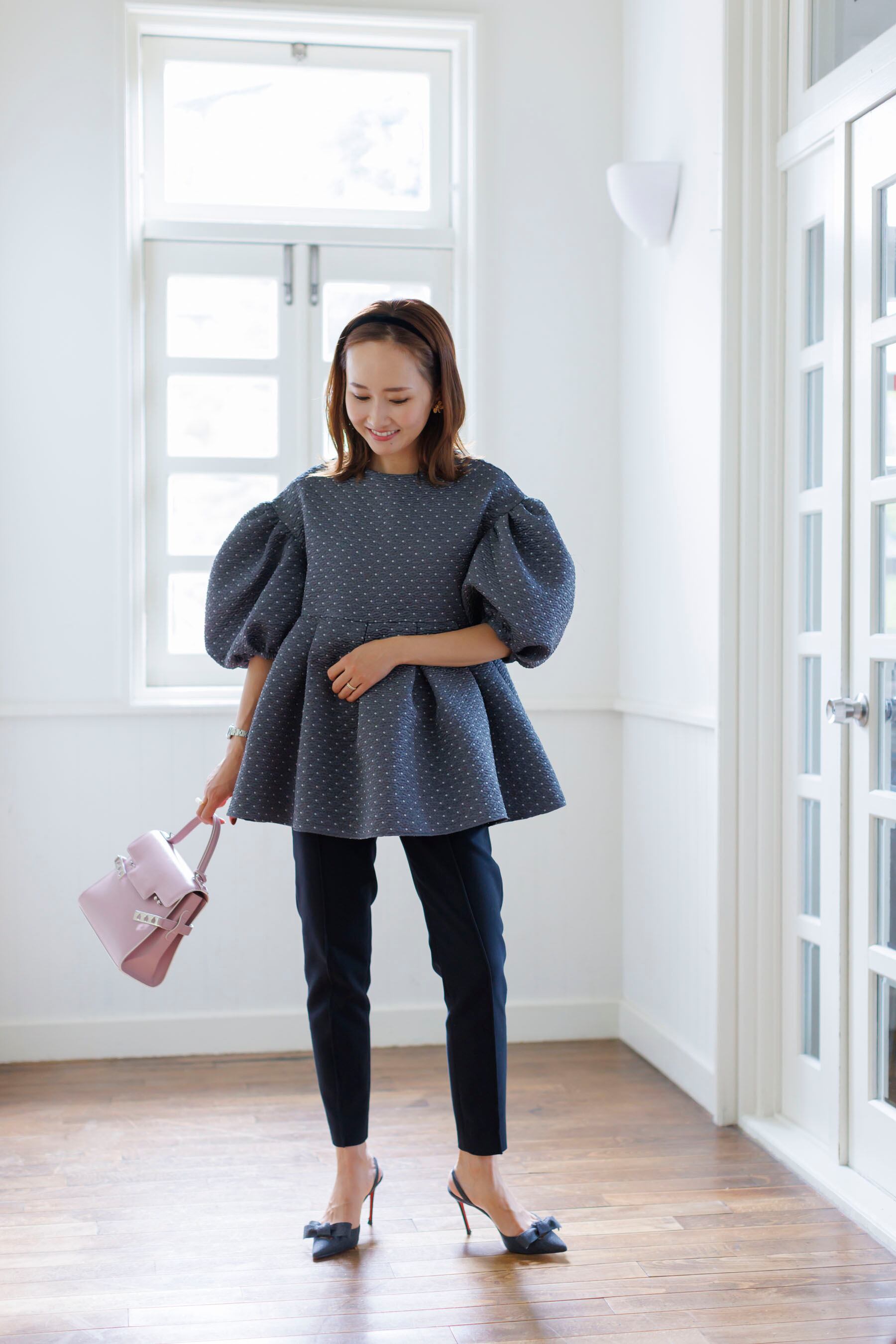 Dot jacquard blouse | Bluelea