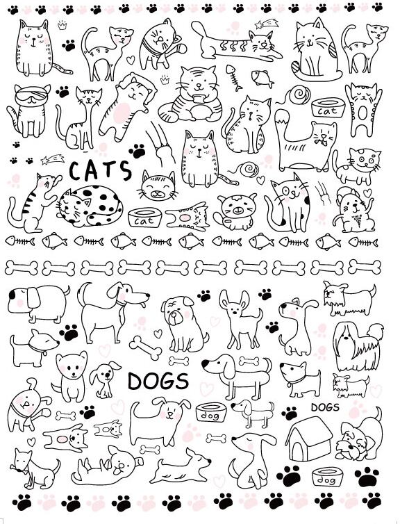 CATS&DOGS 猫＆犬転写紙 A4サイズ （ポーセリンアート ねこ