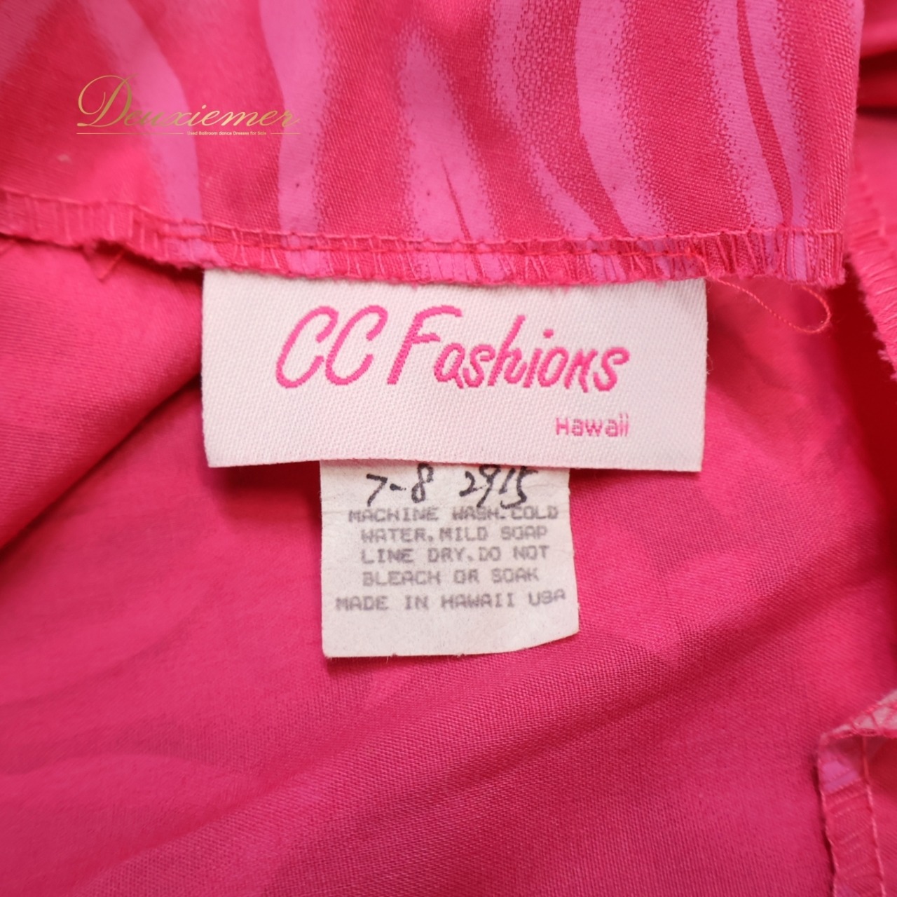 フラダンス 衣装 ワンピース ドレス ピンク系 フラ ダンス CC Fashions ハワイアン アロハ 花柄 ハワイ製 プルメリア柄 モンステラ柄 華やか 鮮やか 軽い