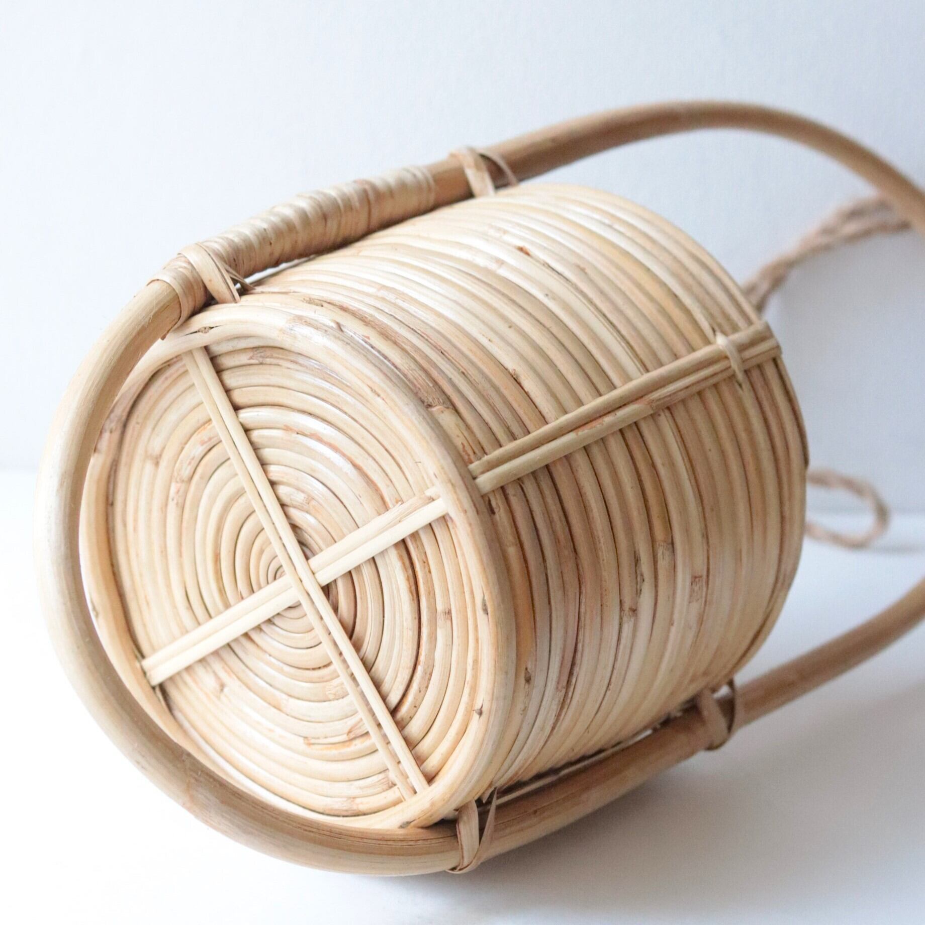 グリーン】ラタン バスケットハンギング 16 | ジーフラットインテリア