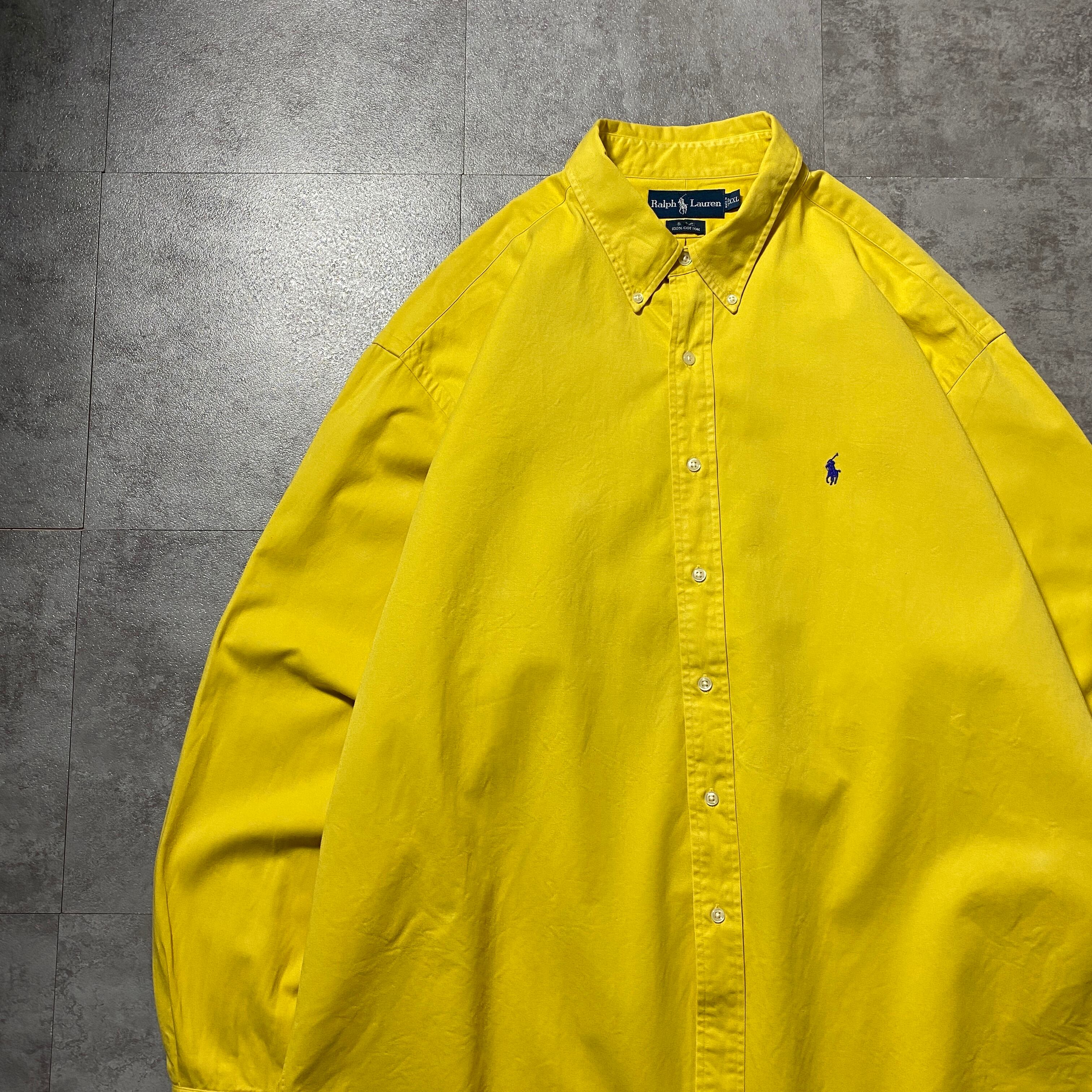 00's ラルフローレン　刺繍ワンポイント　ポニー　ボタンダウン　チノシャツ 00's Ralph Lauren ラルフローレン 刺繍ワンポイント ポニー イエロー