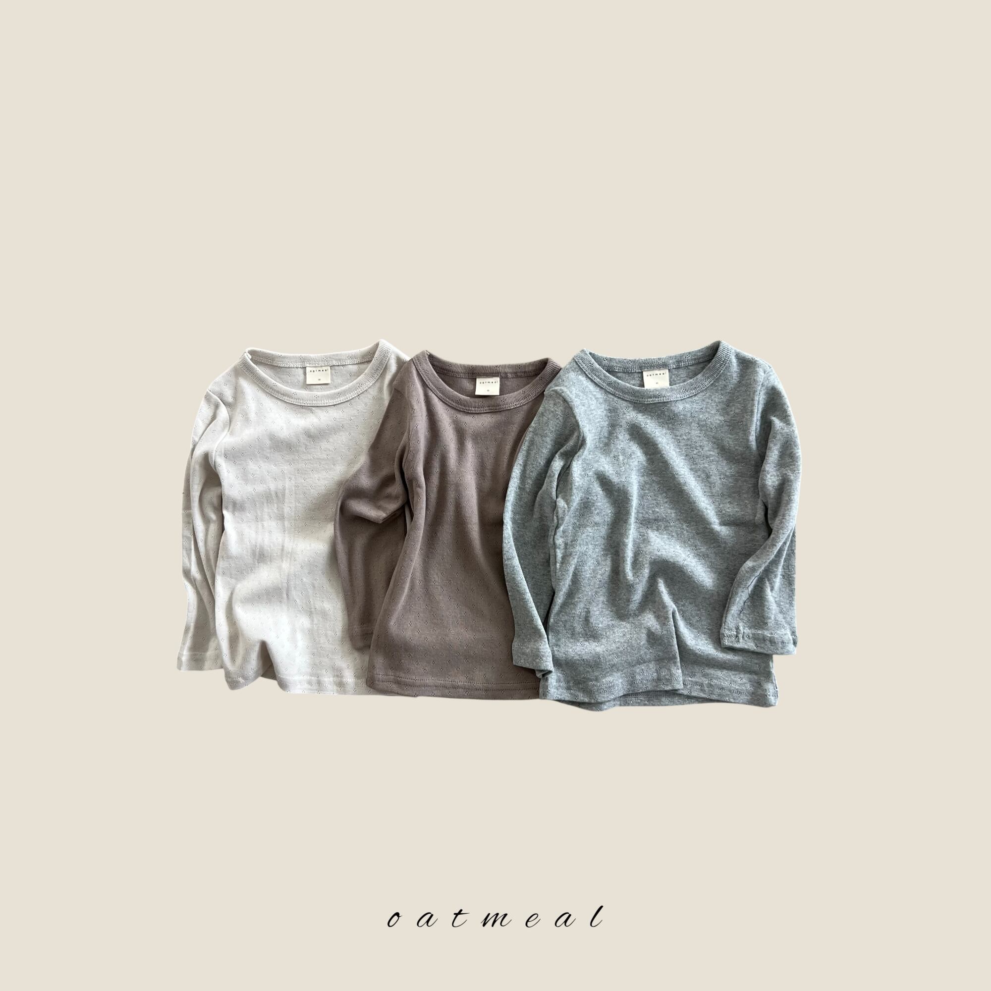 eyelet slim tee【oatmeal】※9月中旬〜下旬発送予定