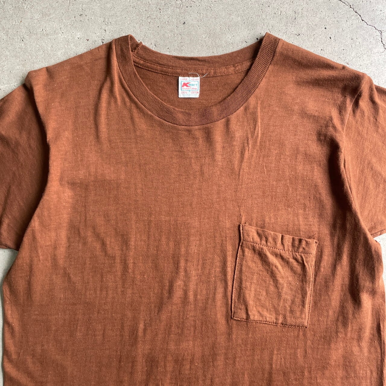 70年代 KMART シングルステッチ 無地 耳付き ポケットTシャツ ブランク