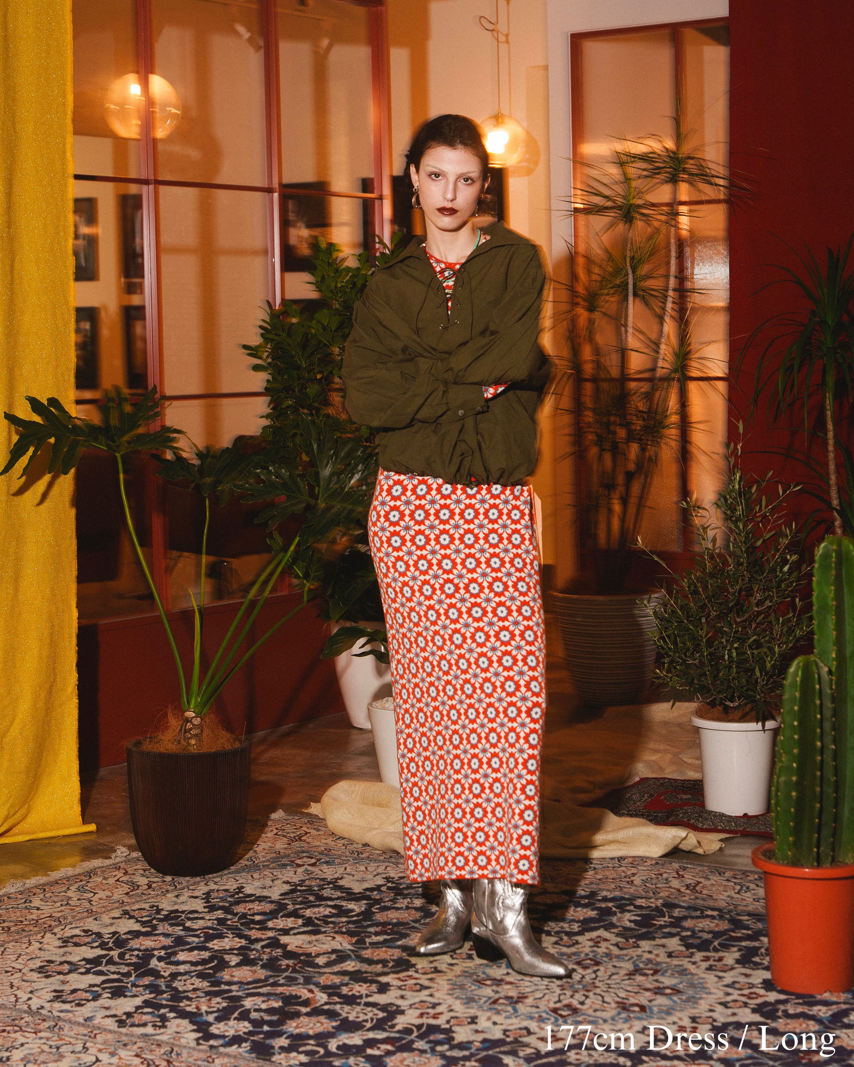 残り僅か | Art Knit Dress / Moroccan Tiles | AMBERGLEAM