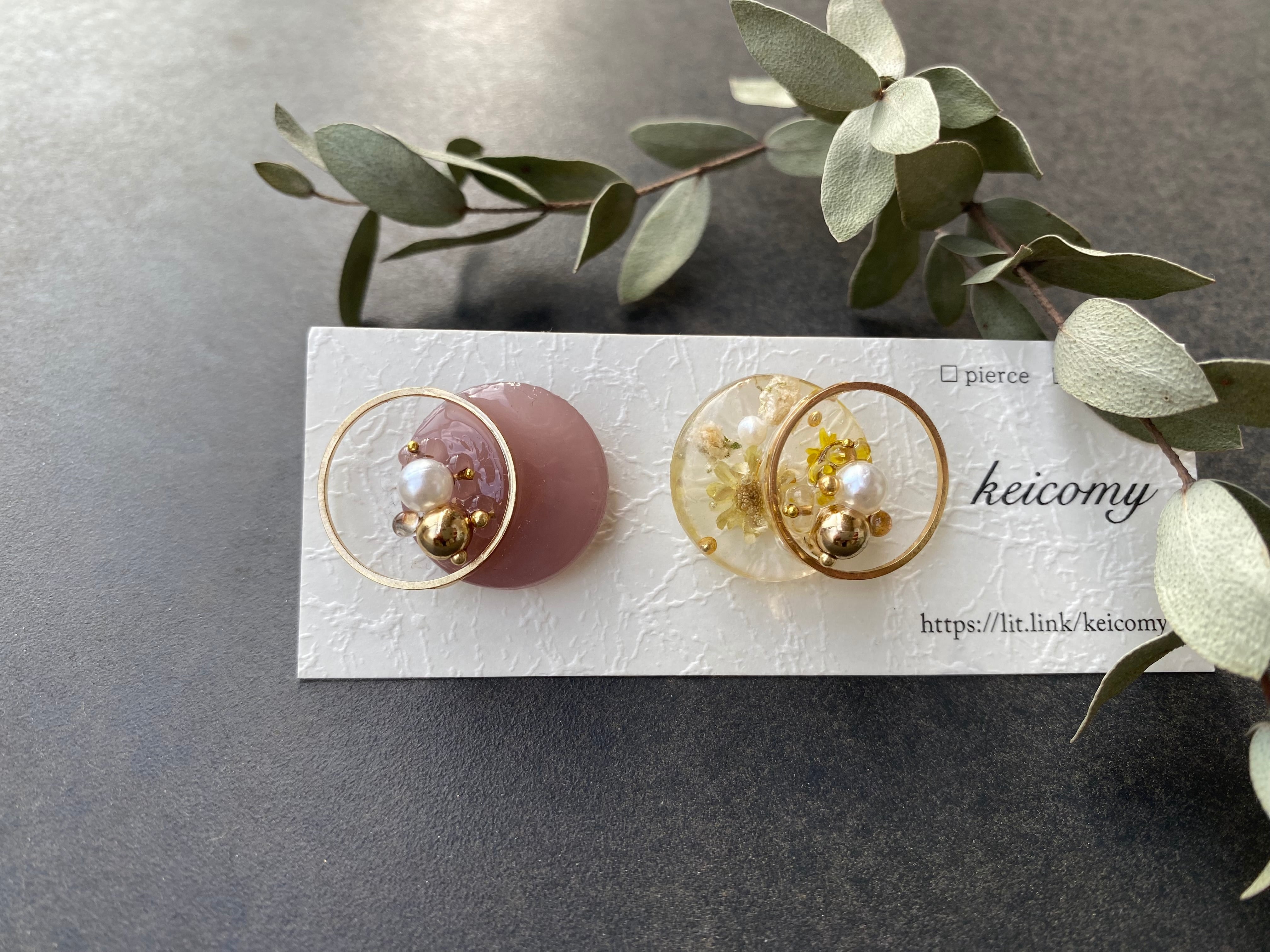 フェミニン 上品 綺麗め OL ドライフラワー ~ ハンドメイド ~ ピアス