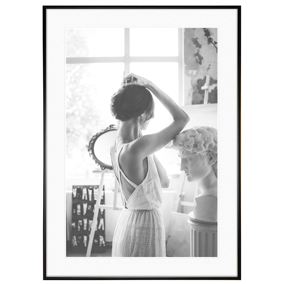 人物写真 女性の背中 インテリアアート モノクロポスター額装 AS3625