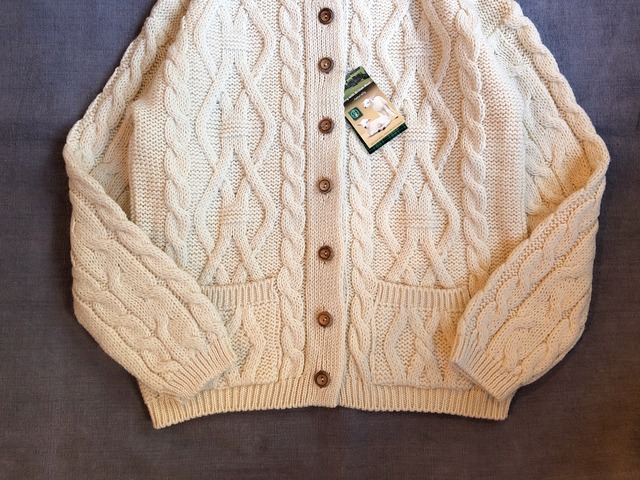 Dead Stock ENGLAND製 Aran Knit Cardigan 
