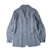 LANDS' END ランズエンド リネン100% テーラードジャケット M/ブルー/麻/カバーオール