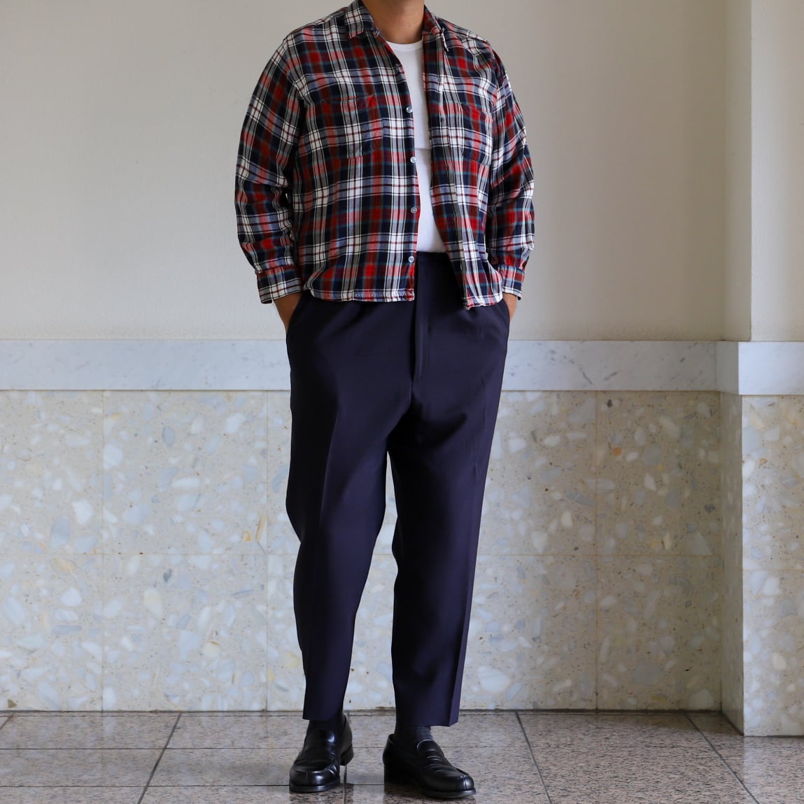 極美品】60s special Vintage rayon open collar check shirt mint