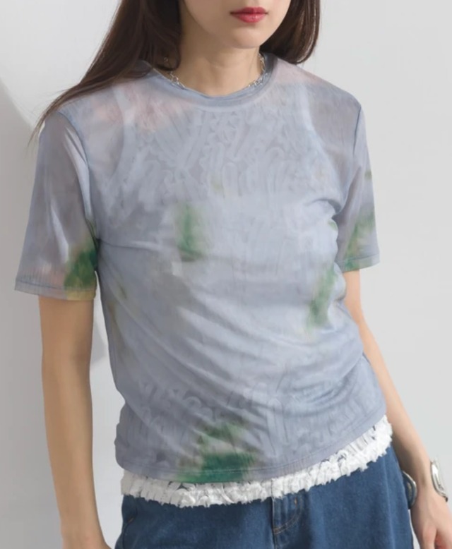 ナンバーミーTOKYO" SHEER TIE-DYE S/S TEE"SAXBLUE
