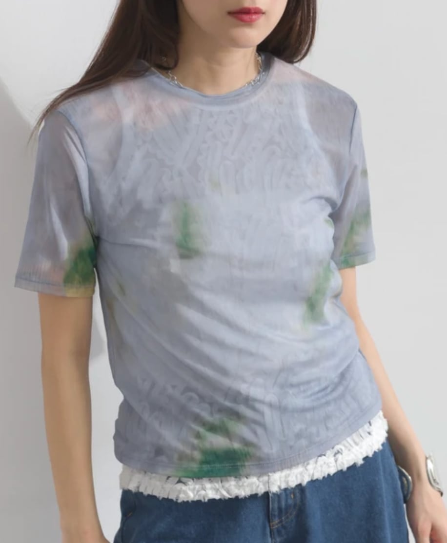 ナンバーミーTOKYO" SHEER TIE-DYE S/S TEE"SAXBLUE