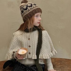 冬フレンチケーブル編みケープORTシャツ