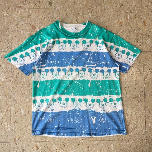 80s〜 USA製 【Disney】 ミッキーマウス 総柄 AOP Tシャツ size.XL相当 