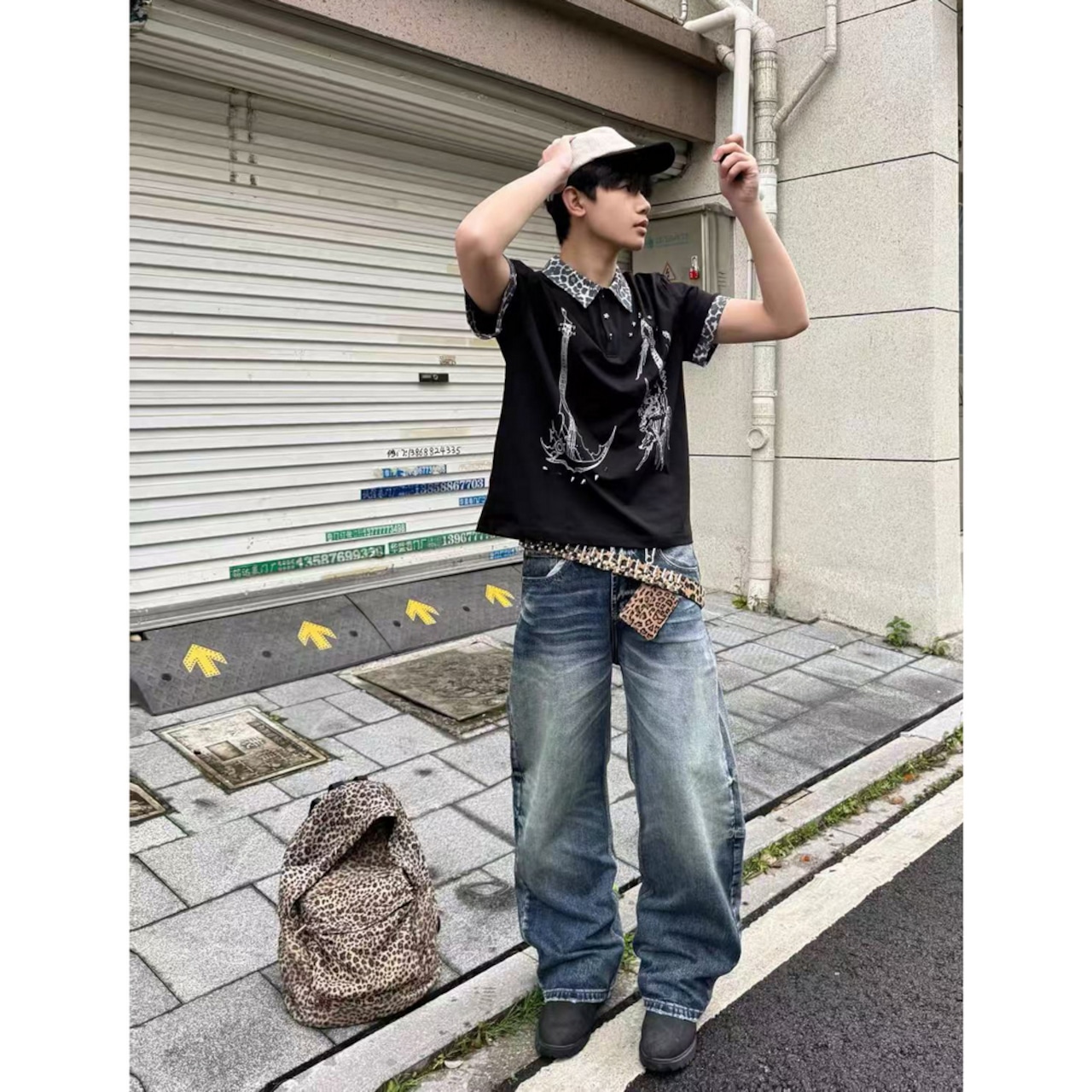 ストリート ヒョウ柄ベルト  G221