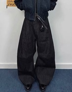 シンプル黒バギーデニム　S0003